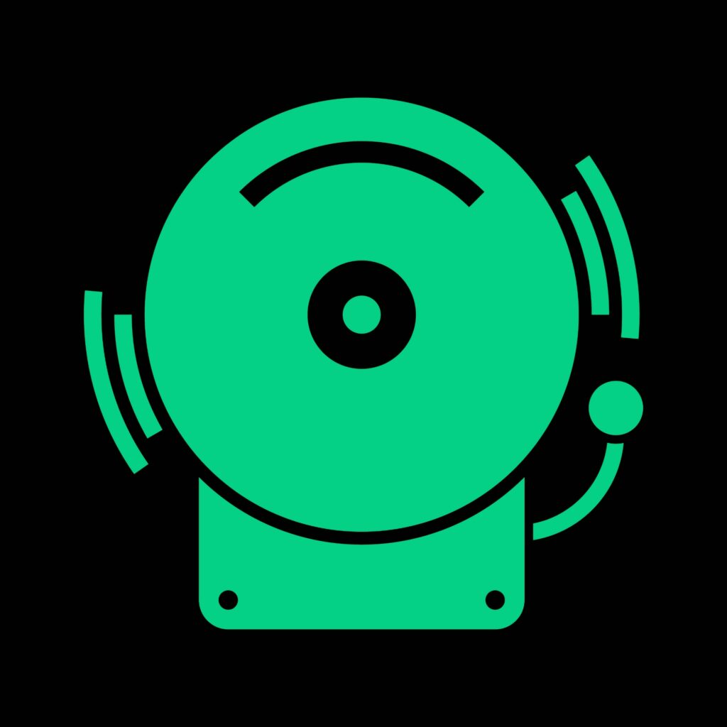 A depiction of a classic manual alarm bell