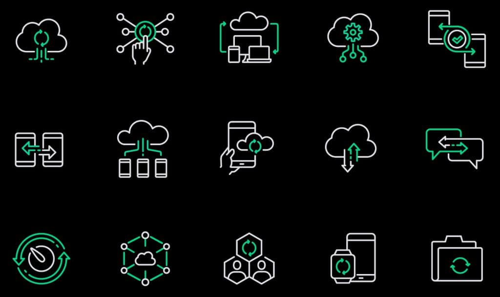 Icons depicting cloud computing