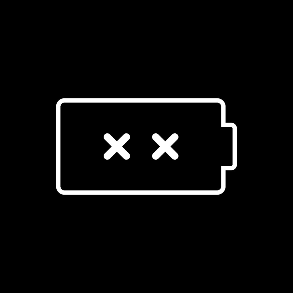 A symbol representing a dead battery