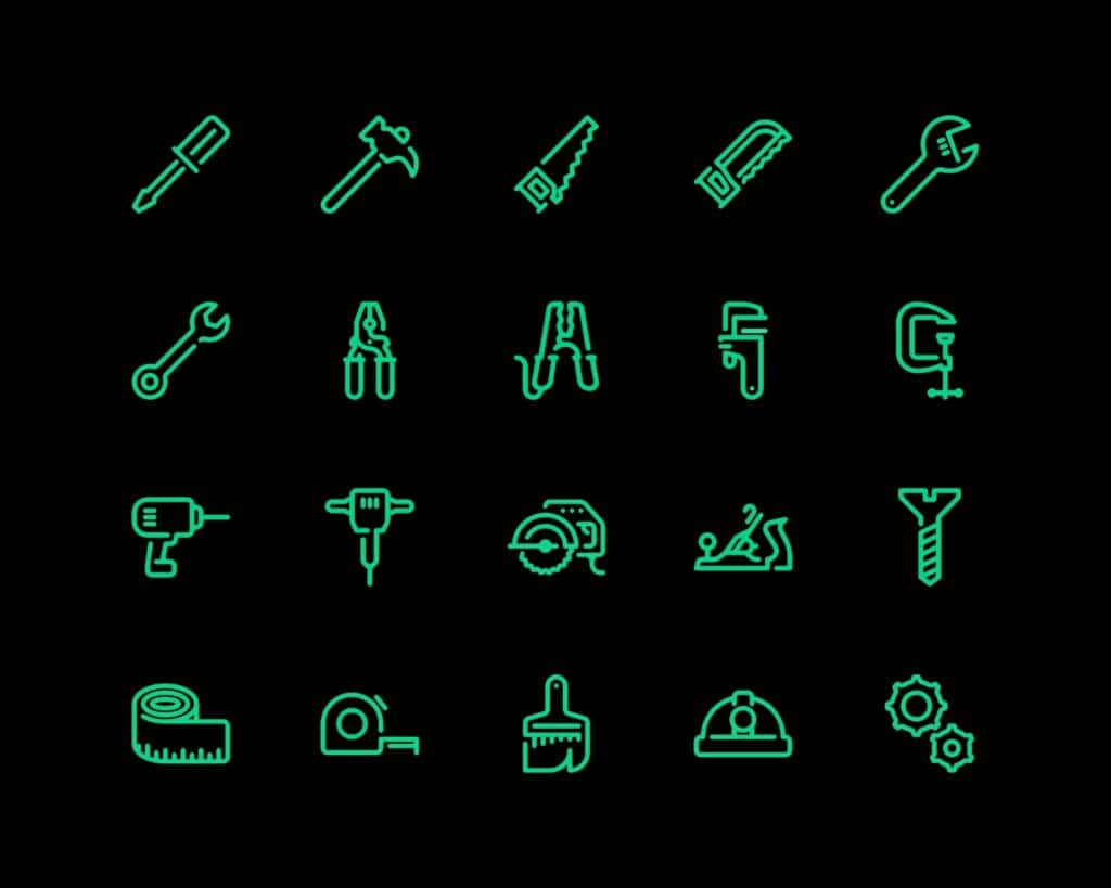 Illustrations of a variety of tools