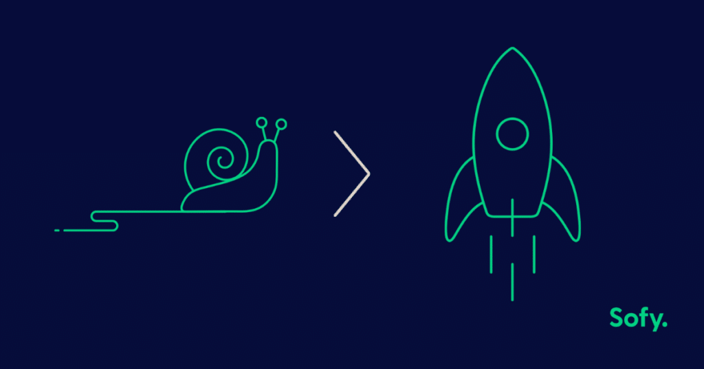 An image of a snail compared to a rocket ship
