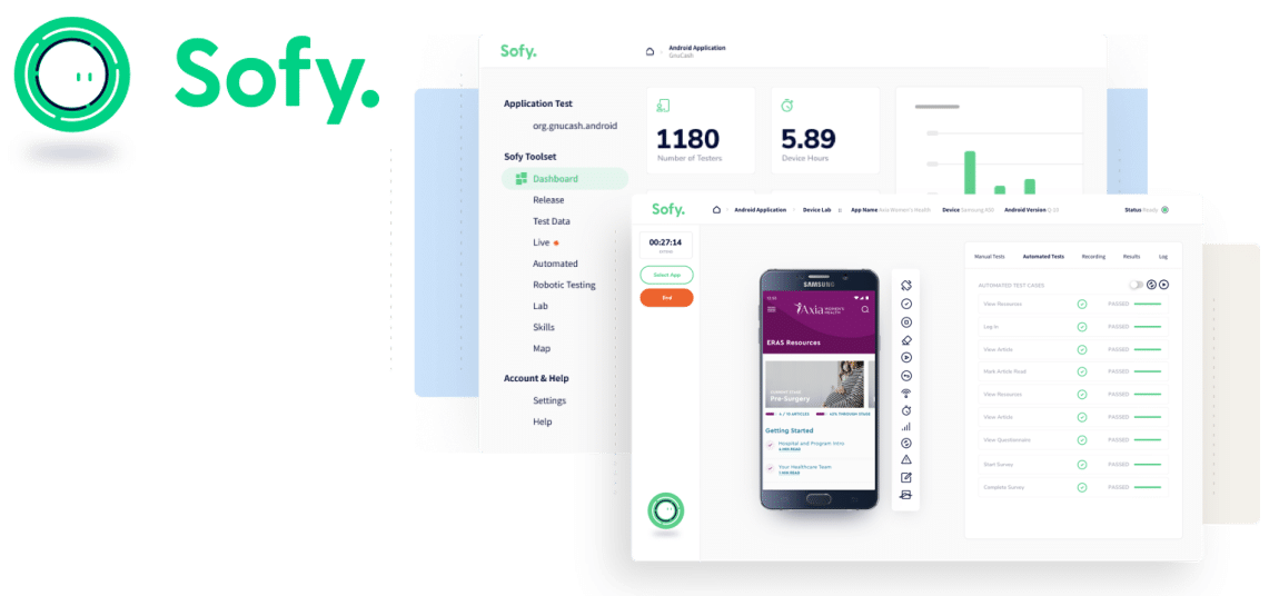 sofy dashboard and mobile testing