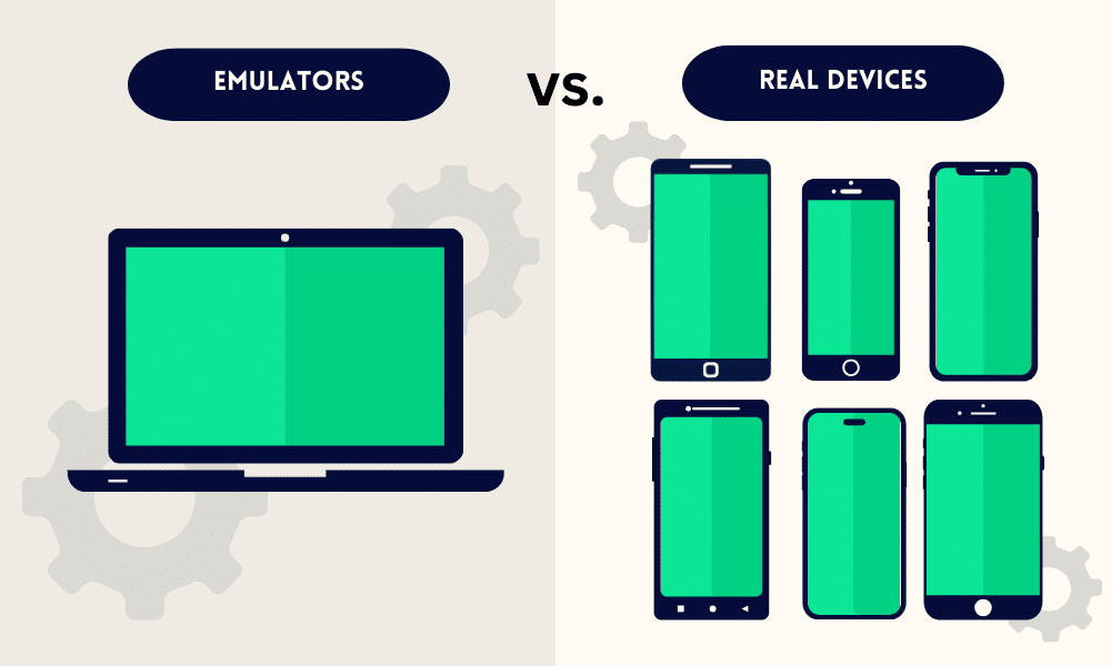 Emulators vs Real Device Testing Graphic