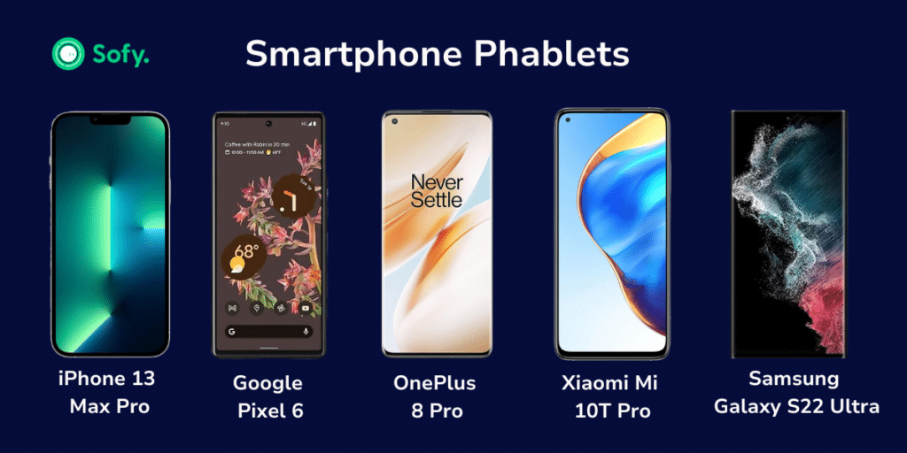 Graphic showing the different types of phablets in the market.