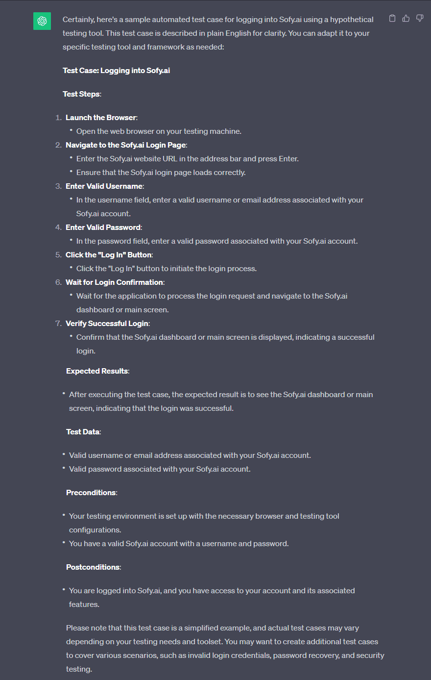 Chatgpt Writing Test Cases